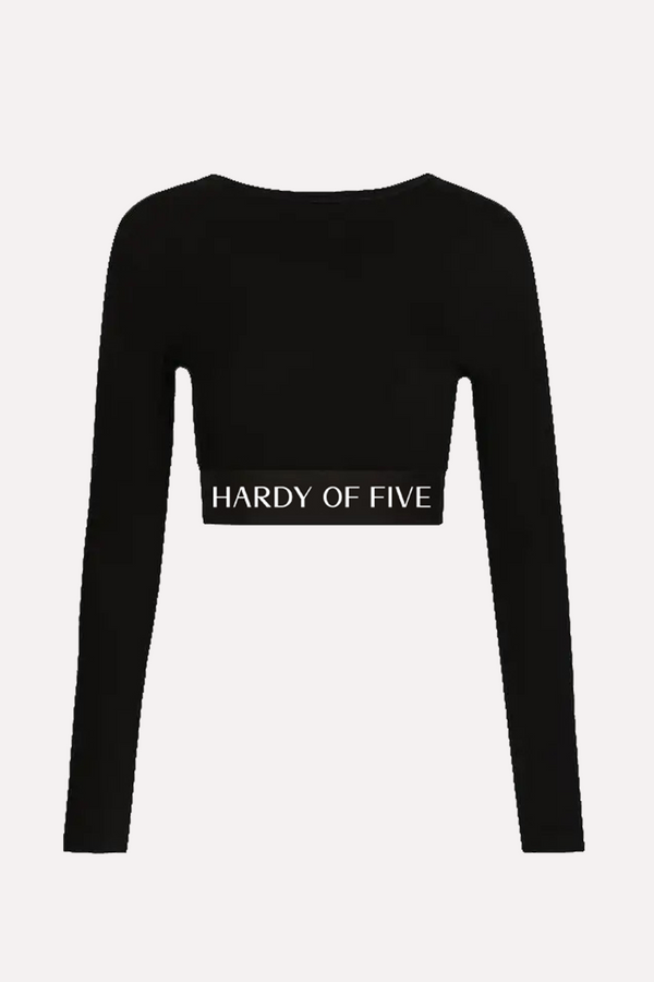 Hardy Of Five Black Long Sleeve Fitted Women's Croptop