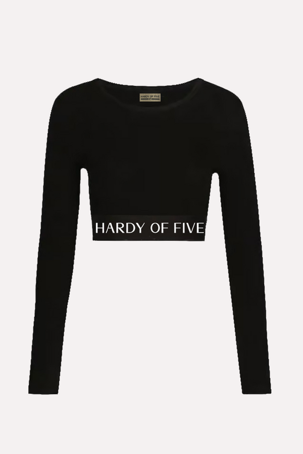 Hardy Of Five Black Long Sleeve Fitted Women's Croptop